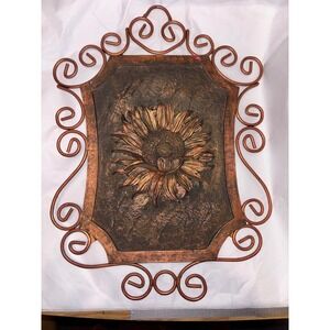 Sunflower Wall Decor Metal Art Copper Tone Floral Home Accent Decoration